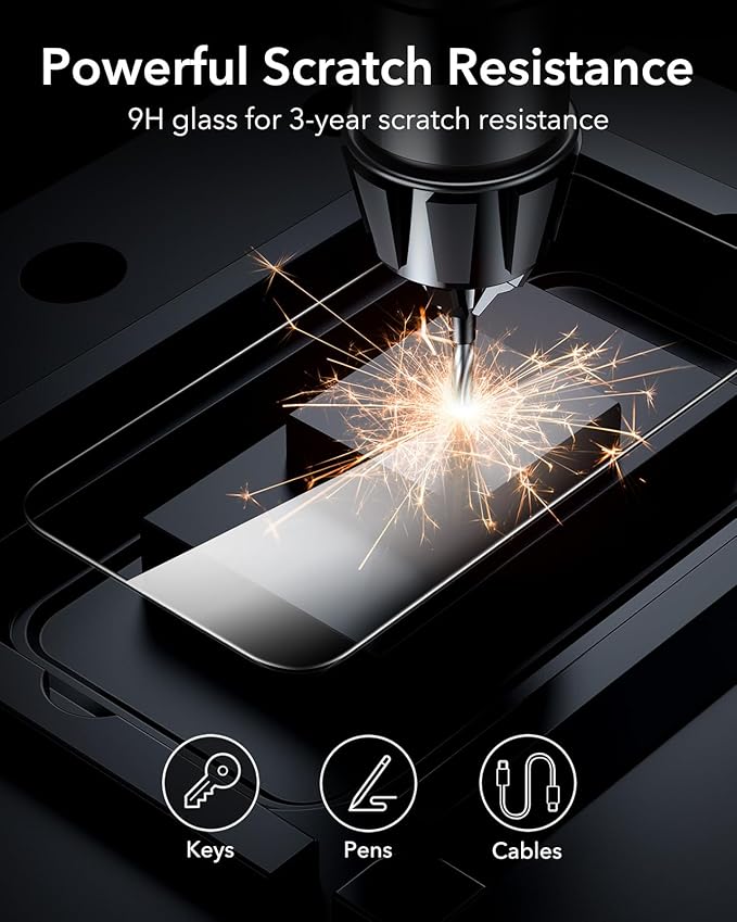 ESR 3 Pack for iPhone 15 Pro Max Screen Protector, [9H Hardness] [Military Grade Shatterproof] Full Coverage Tempered Glass Film with Flawless Fit Tray, HD Clear, Scratch Resistant
