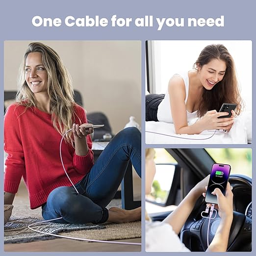 100W USB C Multi Charging Cable, USAMS 4FT 5-in-1 5A Fast Sync Charger Adapter Nylon Braided Type-C Cable for Laptop/Tablet/Phone and More