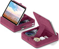 KDD Tablet Pillow Stand with Storage, Foldable iPad Holder for Lap, Desk and Bed, Angle Adjustable Soft Pad Dock with Stylus Mount Compatible with iPad Pro, Air, mini, Book, Phone and Tablet (4-13")