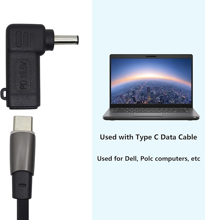 90W PD Power Charger Connector Adapter USB C to 4.5mm Laptop Charging Adapter Type C Female to DC 4.5 x 3.0mm Male Plug PD Power Charger Connector for H-P/De-ll[DP-4530]