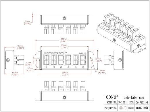 F-1011 6-Position 45A Power Pole Distribution Block Module, Connector Power Splitter Distributor Source Strip.