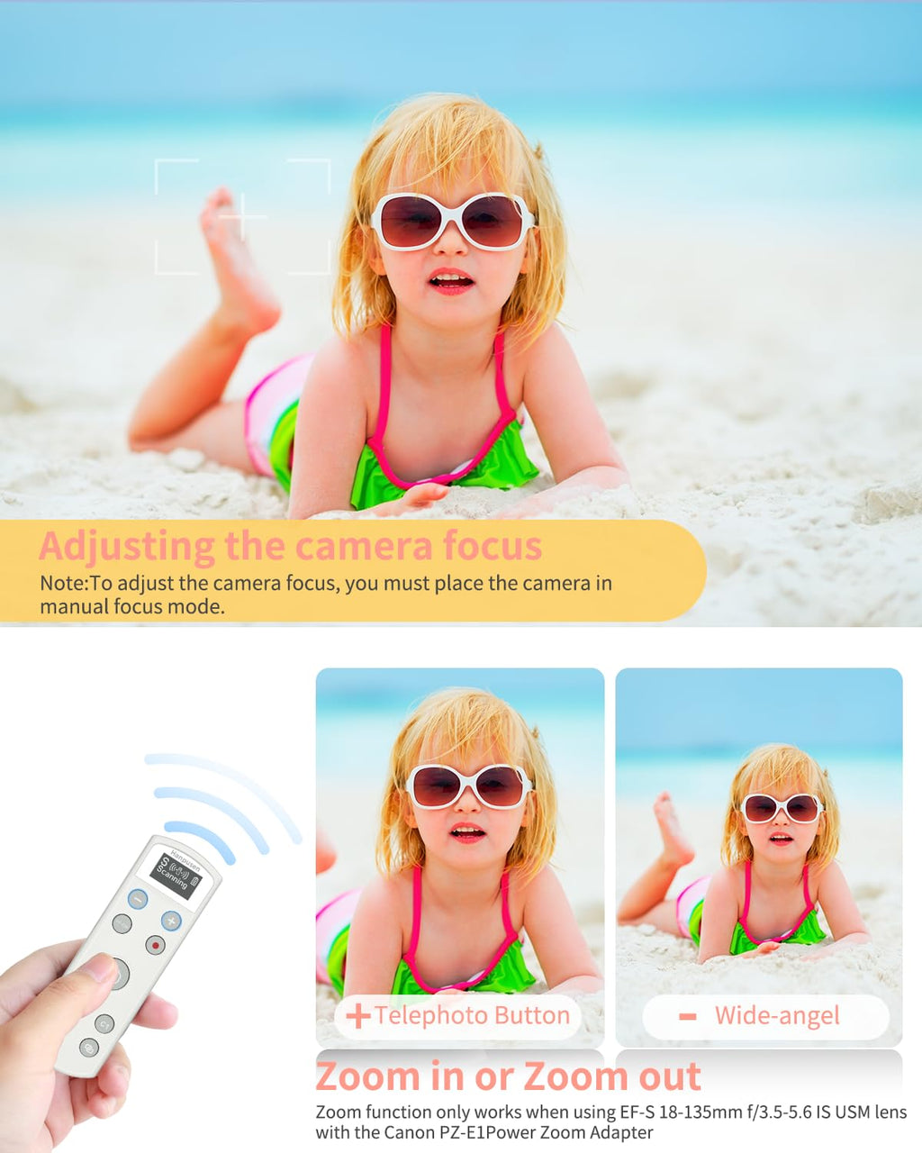 Hanpusen Wireless Rechargeable Camera Remote Control for Sony ZV-1F, ZV-E10
