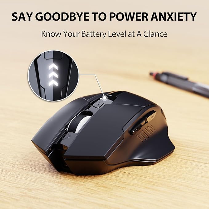 INPHIC Wireless Mouse Rechargeable, Upgraded Visible Battery, 2400 DPI, Silent Ergonomic Computer Wireless Mouse for Laptop, Mac, PC etc.