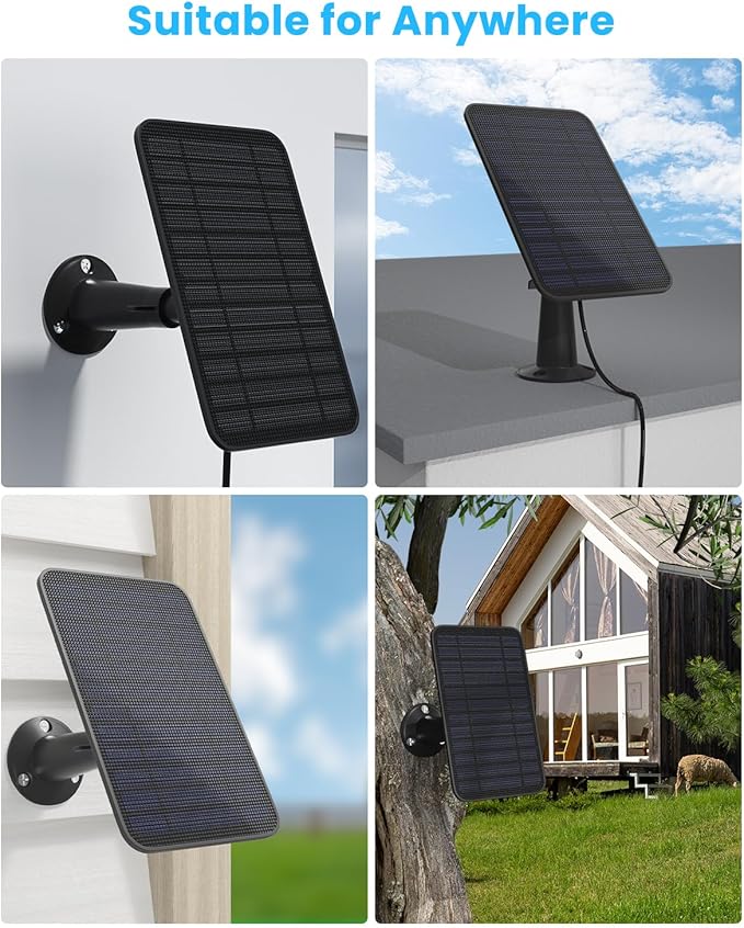 5W Solar Panel for Blink Camera Outdoor, Solar Panel Charger Compatible with Blink Outdoor 4 (4th Gen) Camera, Solar Panel w/Battery for Blink Camera, 9.8ft Cable Rubber Plug IP65 Waterproof, 2 Pack