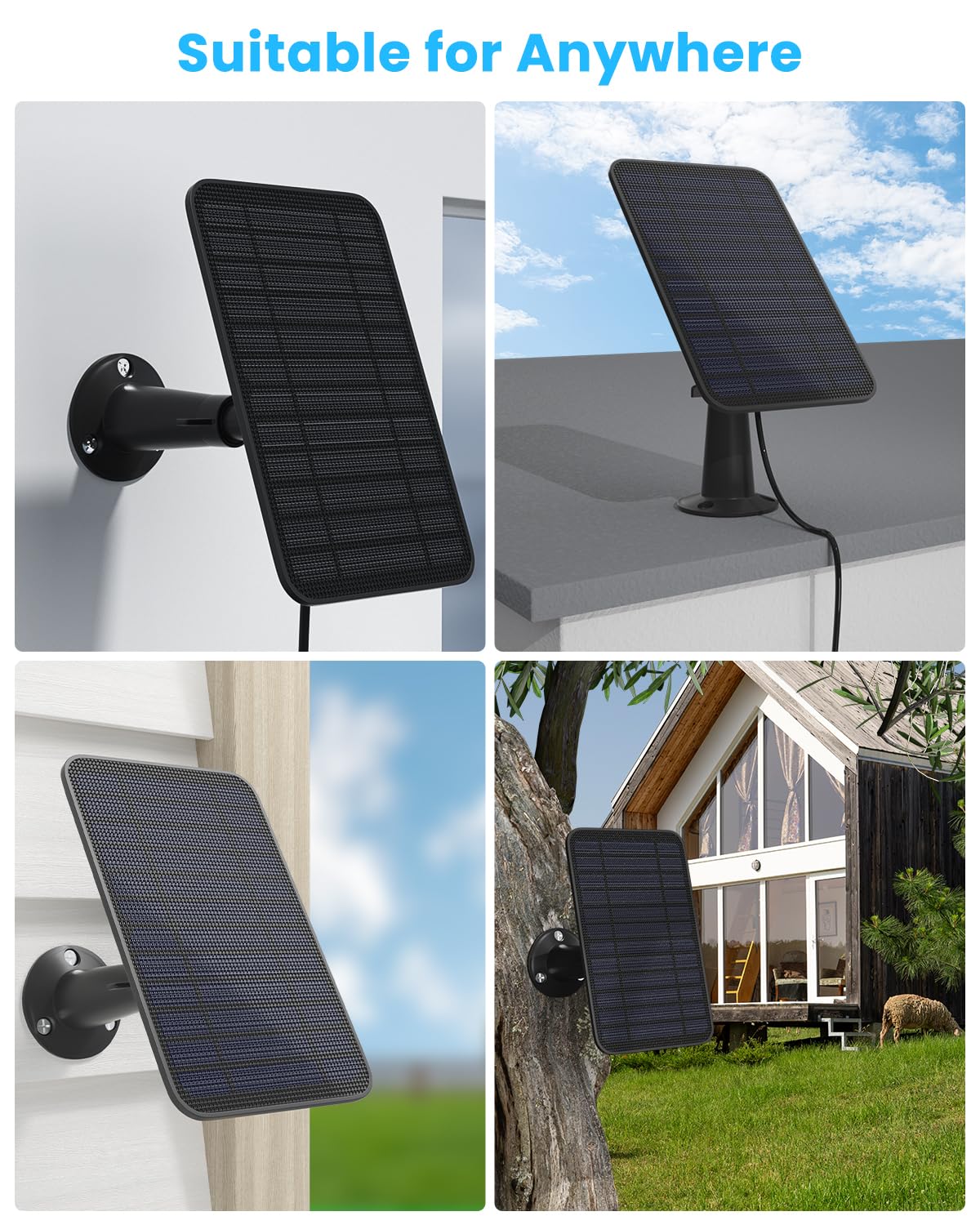 5W Solar Panel for Blink Camera Outdoor, Solar Panel Charger Compatible with Blink Outdoor 4 (4th Gen) Camera, Solar Panel w/Battery for Blink Camera, 9.8ft Cable Rubber Plug IP65 Waterproof, 2 Pack