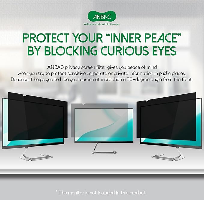 24 Inch Desktop Privacy Screen Shield for 16:9 Wide Monitor - Anti Glare Computer Privacy Screen Cover | Blue Light Blocking Screen Protector | Scratch Resistant UV Filter | Attachment Type