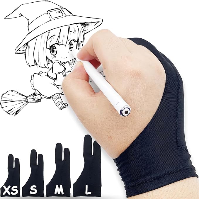 Drawing Glove, Artist Glove for Drawing Tablet iPad, Digital Art Palm Rejection Glove, Good for Left and Right Hand – L, 2 Pack