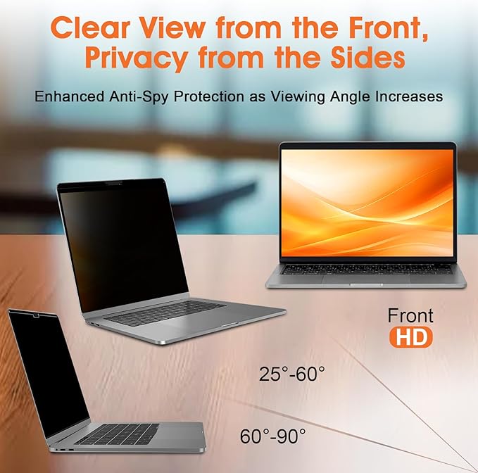 Magnetic Laptop Privacy Screen 15.6 Inch 16:9- Removable Anti-Glare Blue Light Filter, Computer Privacy Screen Shield Compatible with 15.6'' Hp Acer Asus Lenovo Dell Samsung Portable Monitor