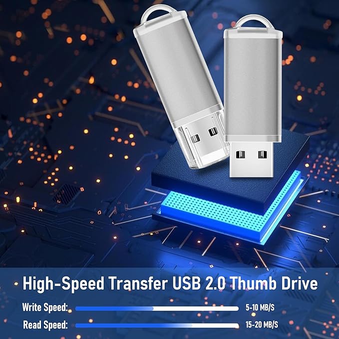 USB Thumb Drive 8GB Flash Drives 20 Pack, Nicepicten Memorias USB 2.0 Memory Stick FAT32 Flash Zip Drive 8 GB Jump Drives Multipack Pendrive with Landards and Lables (Sliver 8GB, 20 Pieces)
