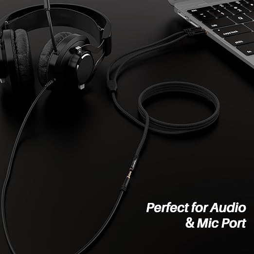 Headphone Splitter for Computer, 3.5mm Female to Dual 3.5mm Male Audio Splitter Cable, Stereo Jack Earphones Headset to PC Laptop Adapter, 1/8inch 2-in-1 Y Separator Aux Dongle Converters, 3FT