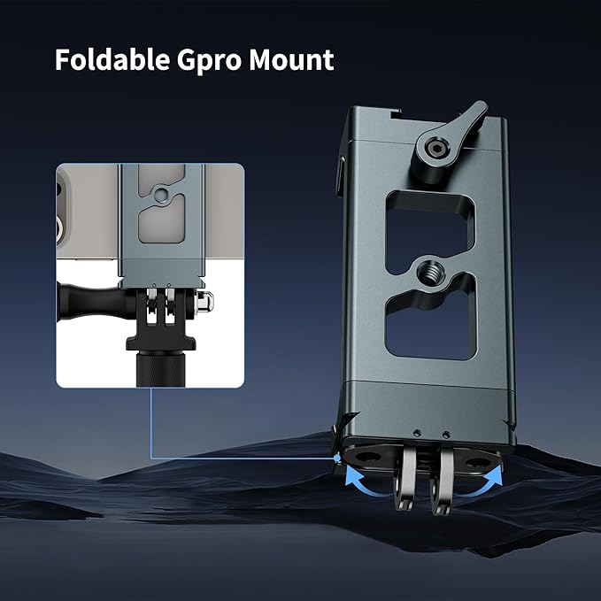 Metal Phone Tripod Mount Arca Port & Action Camera Adapter, Adjustable Smartphone Tripod Adapter Clamp Cell Phone Stand Holder Compatible with iPhone Plus PRO Max GoPro Samsung Galaxy Motorola Pixel