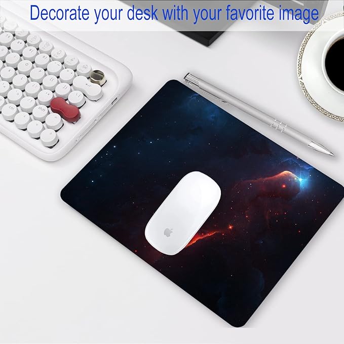 Space Galaxy Mouse Pad Personalized Design Customized Square Office Rubber Mouse Pad 9.5x7.9 Inch