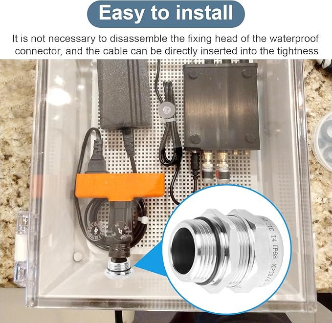 NPT 3/4" Stainless Steel Waterproof Cable Gland IP68 Waterproof Cable Gland Adjustable 13-18mm Cable Gland Protectors - 2 Pcs