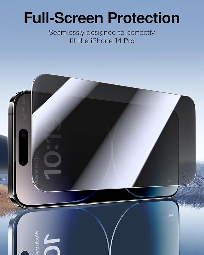 SMARTDEVIL 2 Pack for iPhone 14 Pro Max Privacy Screen Protector, Military Grade Shatterproof, 9H Hardness, Anti-Spy Tempered Glass, Fast & Easy Instlltion, Case Friendly