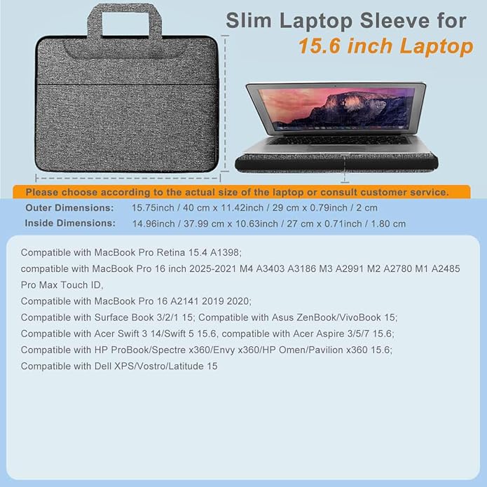 Universal Laptop Shoulder Bag 13-17.3 Inch Shockproof Briefcase with Multi-Pockets & Adjustable Strap for MacBook Pro/Air