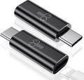 Temdan 2 Pack Lightning to USB C Adapter for iPhone 15/16 Pro/Pro Max/Plus, Support Audio/OTG Adapter, Type C Charger Connector Cable, Black