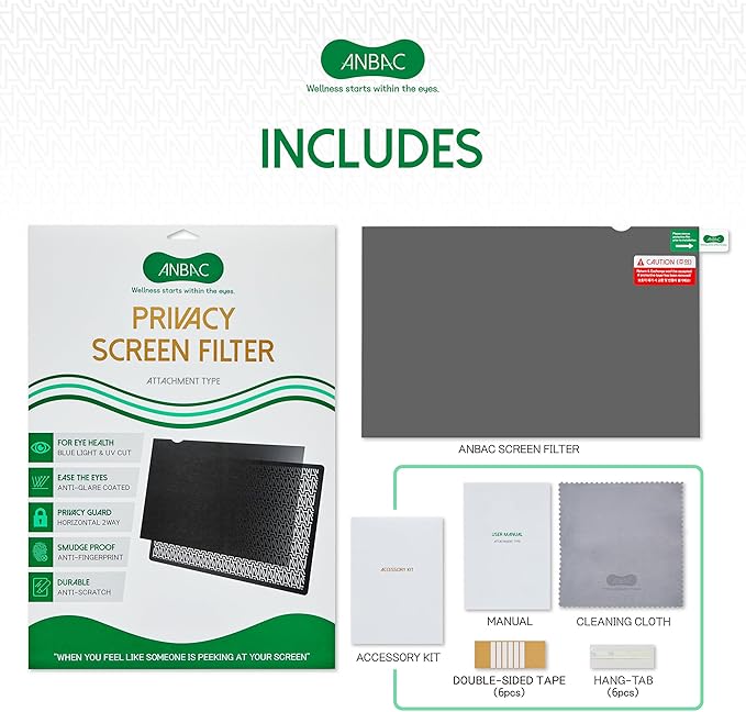 21.5 Inch Desktop Privacy Screen Shield for 16:9 Wide Monitor - Anti Glare Computer Privacy Screen Cover | Blue Light Blocking Screen Protector | Scratch Resistant UV Filter | Attachment Type