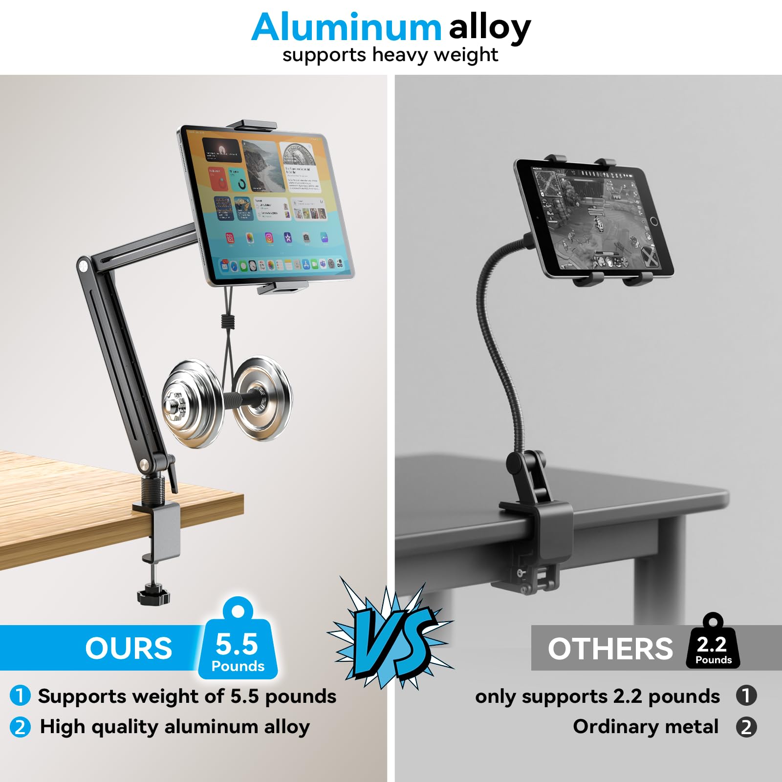 Jakeko 15.6 Portable Monitor Stand Tablet Arm Mount Holder Built-in Wrench