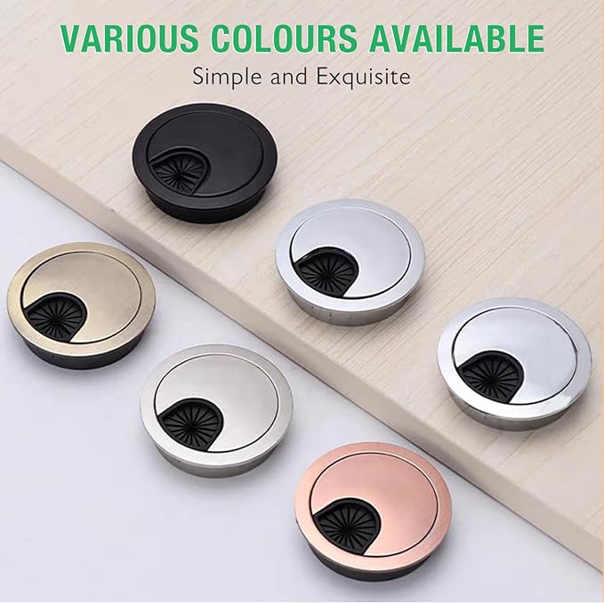 1 Pcs Desk Grommet 2" / 50 mm, Desk Cord Hole Cover, Cable Grommet Metal Zinc Alloy Materilal, Desk Hole Grommet for Home & Office Pc, Detachable Cable Cord Organizer-Flat Black