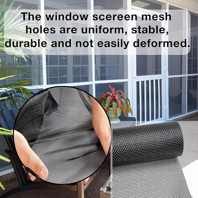36inch*100ft Window Screens Roll, Replacement Repair Screens Mesh, Cuttable Fiberglass Screens Door Netting, DIY Screening Mesh Netting for Windows, Door, Pool, Porch,Patio -Black