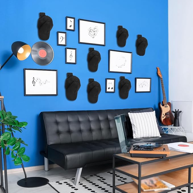 12 Pcs Headphone Wall Hangers Adhesive Gaming Headset Holder Hooks for Wall Mount Strong Universal Stand Hooks for Most Headphone Controller, Hat, Baseball Caps, Closet, Door (Black)