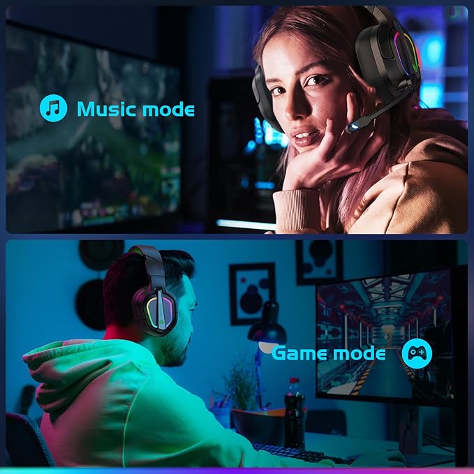 FC200 Wireless Gaming Headset for PS5, PS4-2.4GHz USB Foldable Headphones with Mic - 3D Stereo Bluetooth Headset with 50Hrs Battery Life, for Switch, PC, Mac, Mobile