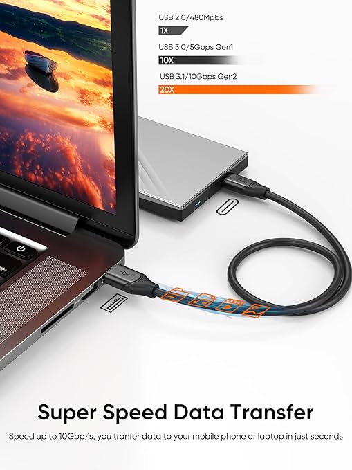 CableCreation USB C to USB A Cable 1FT,USB 3.1 3.2 Gen2 A to C Data Cable
