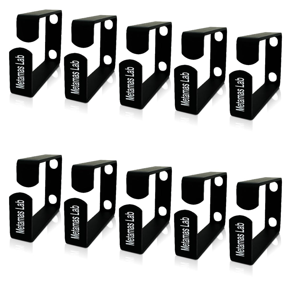 Metamas Lab - 10 Pack Metallic 1U D Ring Cable Manager Ring Network Rack Cable Management Ring Cable Management Hook for Network Patch Cables, Fiber Optic, Power Cords - Made in Taiwan