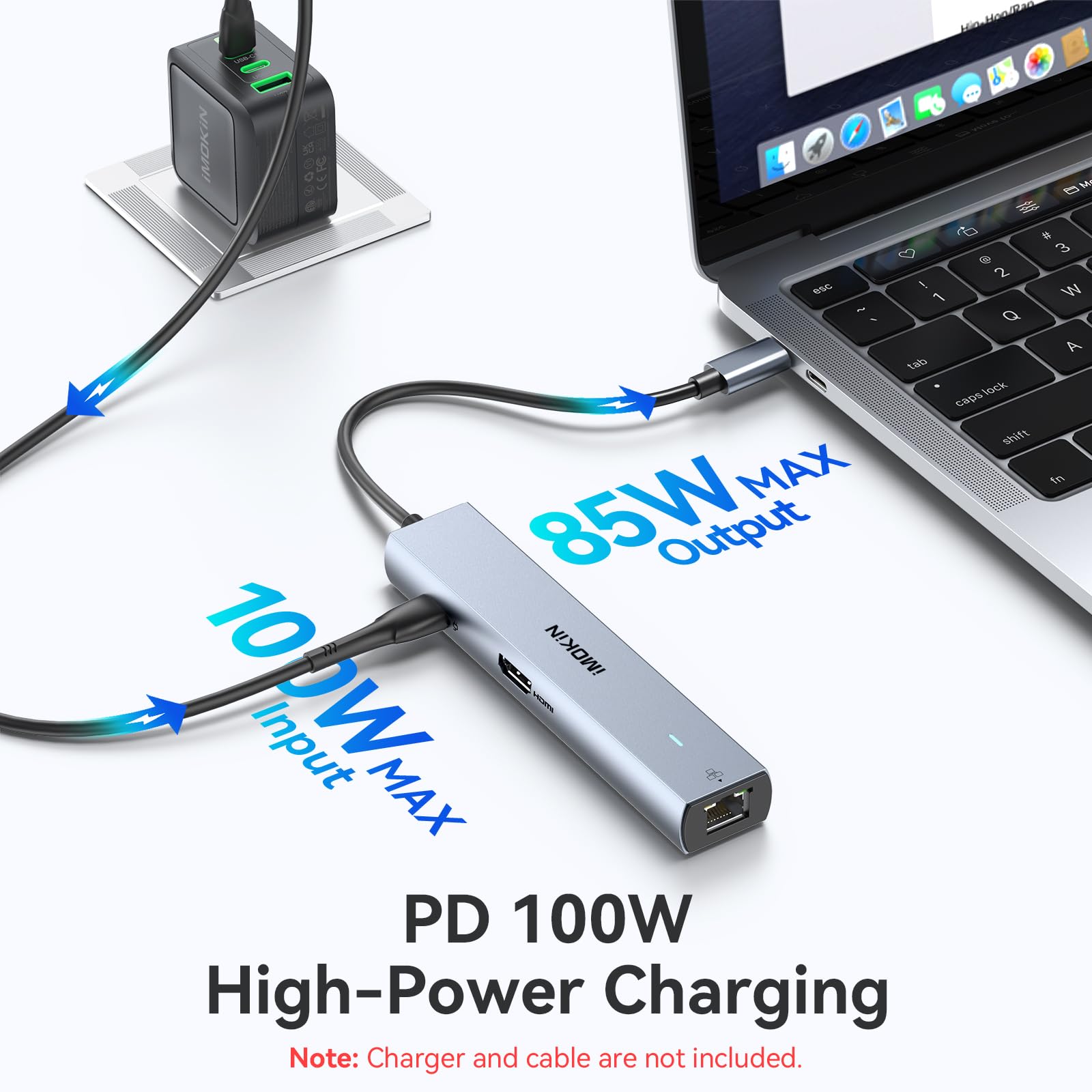 MOKiN 10Gbps USB C Hub Ethernet, 7 in 1 USB C Adapter for MacBook Pro/Air with 4K@60HZ HDMI, 3*USB-C 10Gbps Data, RJ45, USB 2.0, 100W PD, USB C Dongle for MacBook Pro/Air/Dell/HP/Thinkpad/Lenovo.