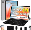 Android 14 Tablet 10 Inch Tablets, 20GB+128GB/1TB Expandable, Tablets with Octa-Core, WiFi 6, Dual Camera, BT 5.0, 6000mAh Battery, HD IPS Display, Widevine L1, Tablet with Keyboard Mouse - Sliver