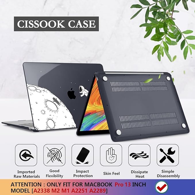 CISSOOK Black Astronaut Case Compatible with MacBook Pro 13 Inch 2020-2025 Release A2338 A2251 A2289, Plastic Hard Shell with Keyboard Cover for MacBook Pro 13 M2 M1 with Touch Bar