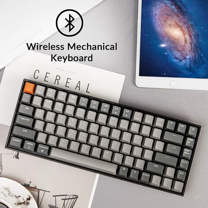 Keychron K2 75% Layout Bluetooth Wireless Mechanical Keyboard K Pro Brown Switch/White LED Backlit/USB C/Anti Ghosting/N-Key Rollover, 84 Keys Gaming Keyboard for Mac Windows-Version 2