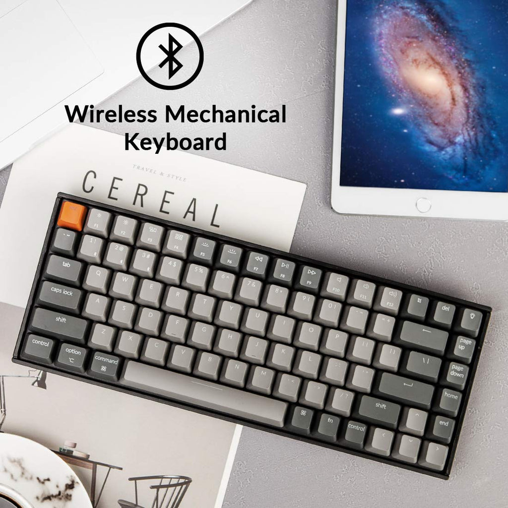Keychron K2 75% Layout Bluetooth Mechanical Keyboard Super Red Switch/White LED Backlit/Anti Ghosting/N-Key Rollover/84 Key USB C Wired Computer Keyboard for Mac Windows-Version 2