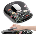 Aszqvd Mouse Pad with Wrist Rest, Ergonomic Mousepads with Wrist Support, Soft Lycra Fabric Memory Foam Office Desk Accessories for Comfort/Pain Relief/PC Gaming/Computer/Laptop (Black Flower)