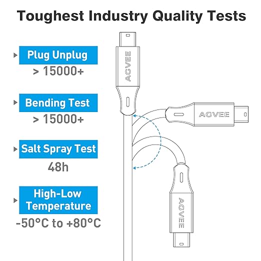 AGVEE 2 Pack 3.3ft Mini USB Cable, Braided Durable USB-A to Mini-B Charger Charging Cord for TI-84, Garmin GPS, Go-Pro Hero 4 3 2 HD, PS3 Controller, Canon Camera, Blue Yeti Microphone, Black