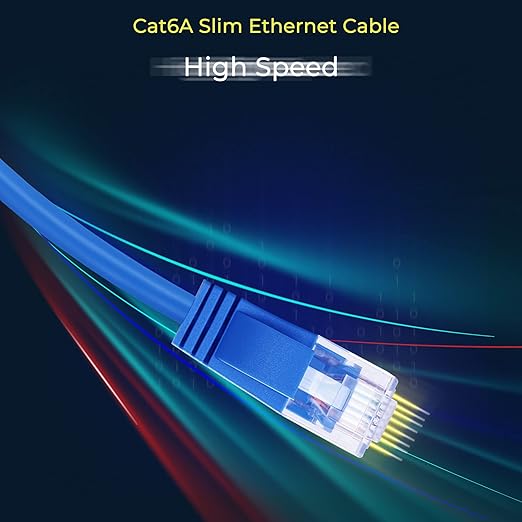 Rapink Patch Cables Cat6a 2ft (50 Pack) Slim, Cat6a Ethernet Patch Cable 10G Support, Snagless Cat 6 Patch Cable for Patch Panel to Switch, Flexiable Cat 6a Ethernet Cable with Gold Plated