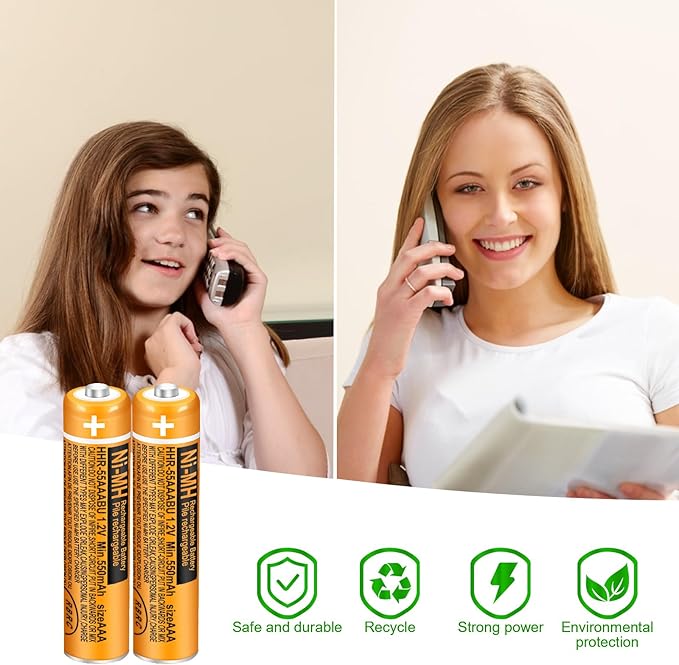 6 Pack HHR-55AAABU NI-MH Rechargeable Battery 550mAh AAA 1.2V Batteries for Panasonic Cordless Phones