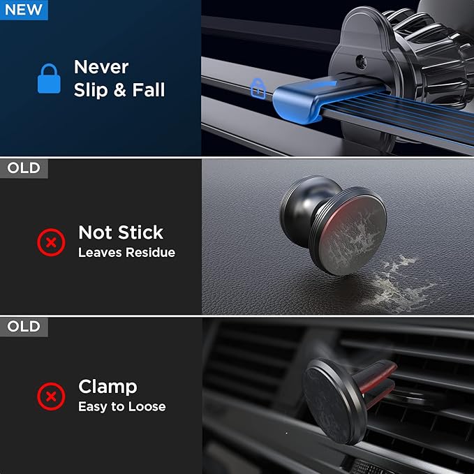 LISEN Magnetic Phone Holder for Car Upgraded Clip Ultra Car Phone Holder 6 Strong Magnets Cell Phone Holder Car Magnetic Case Friendly Phone Car Holder Mount for 4-6.7 inch Smartphones (Red)