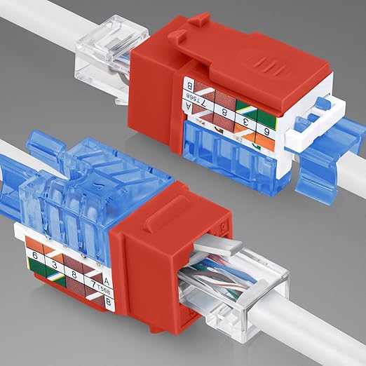 Everest 45° Angled RJ45 Cat5e Keystone Jacks 10-Pack in Orange - Slim Profile Female RJ45 Connectors - Cat 5e Keystone Jack - Compatible with 45° Angled Speed Termination Tool - 45Term (B0BL3GS7ZY)
