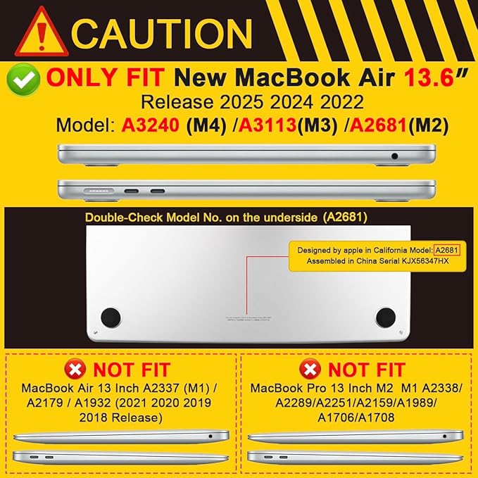 Batianda for New MacBook Air 13.6 inch Case 2025 M4 2024 2022 Release Model A3240 A2681(M2) A3113(M3), Heavy Duty Shockproof Protective Hard Shell with Fold Kickstand & Keyboard Cover, Light Blue