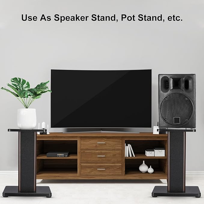 MECCANIXITY Wood Speaker Stands, 2 Pack 15.7 Inch (40cm) Universal Speaker Stand Hollowed Bases Enhanced Audio Listening for Home Theaters Cinema