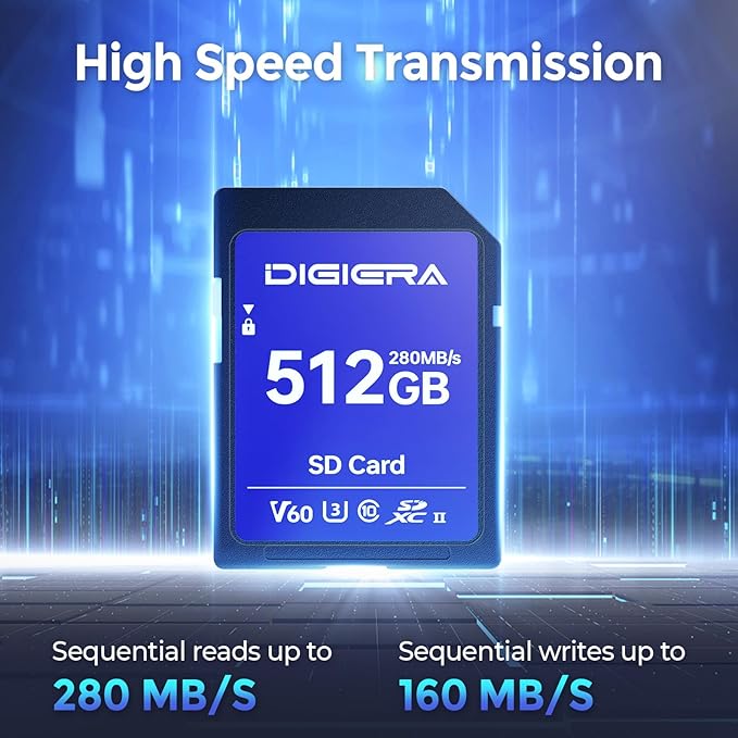 512GB LSU100 SDXC UHS-II Memory Card - up to 280MB/s, C10, U3, V60, 6K, SD Card for Computers, Digital Cameras, Home Theatre Devices, Car Navigation Systems (2 Pack)
