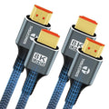 8K 4K HDMI Cable 1.6FT 2 Pack, High Speed Braided HDMI to HDMI 2.1 Cord Supports 8K@60Hz, 4K@120Hz 144Hz 48Gbps Compatible with Roku TV/PS5/HDTV/Blu-ray