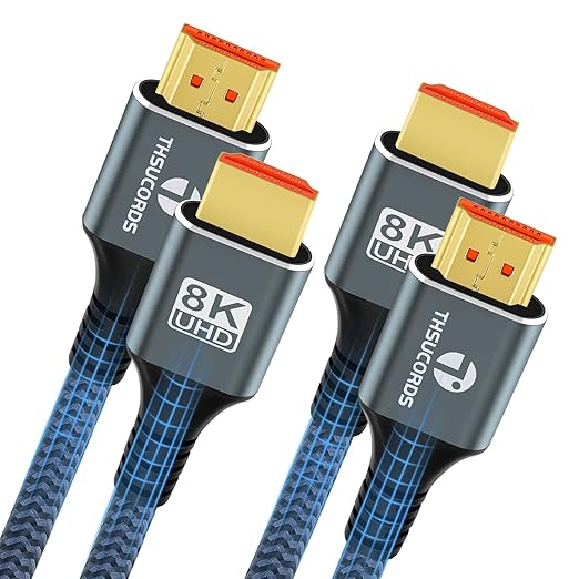 8K 4K HDMI Cable 6.6FT, High Speed Braided HDMI to HDMI 2.1 Cord Supports 8K@60Hz, 4K@120Hz 144Hz 48Gbps Compatible with Roku TV/PS5/HDTV/Blu-ray