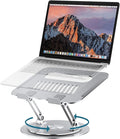 Lifelong 360° Rotating Adjustable Laptop Stand, Foldable Riser, Silver