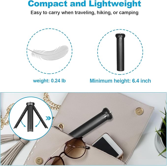NexiGo Lightweight Mini Tripod for Camera/Phone/Webcam, Extendable Stand, for NexiGo Logitech Webcam C920 C922 C925e C922x C930e C930 C615 Brio and Other Devices with 1/4" Thread