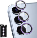 for Samsung Galaxy S25 Camera Lens Protector, Individual Metal Ring Tempered Glass Lens Cover, [Strong Adsorption] Scratch Resistant Ultra-Thin HD Clear Lens Cover, 1 Set-Purple