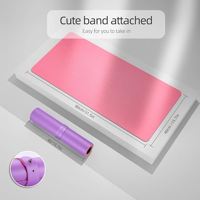 YSAGi Multifunctional Office Desk Pad, Ultra Thin Waterproof PU Leather Mouse Pad, Dual Use Desk Writing Mat for Office/Home (31.5" x 15.7", Aconite Violet+Eosine Pink)