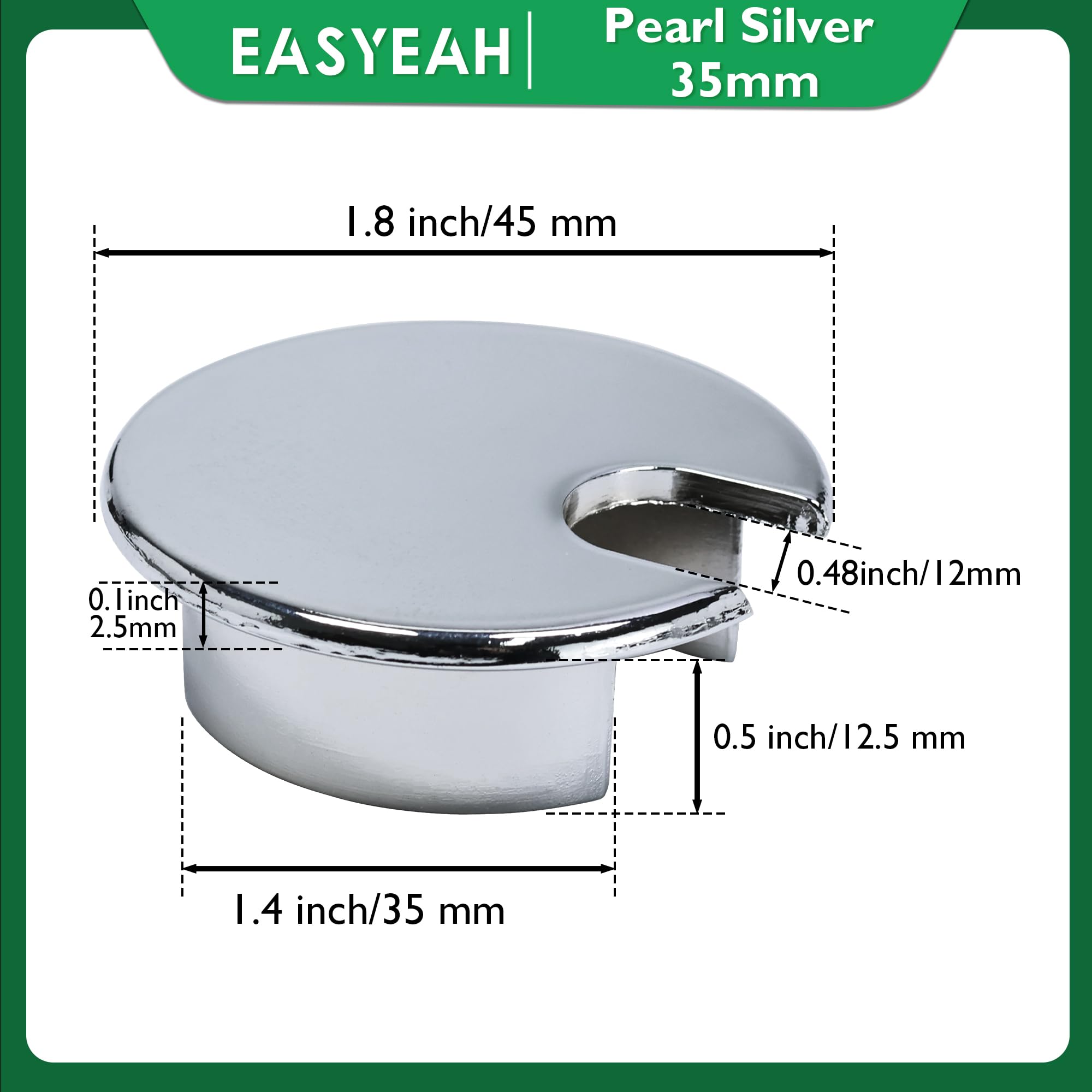 EASYEAH 1 Pcs Desk Grommet 1-3/8" / 35 mm, Zinc Alloy Desk Cord Hole Cover