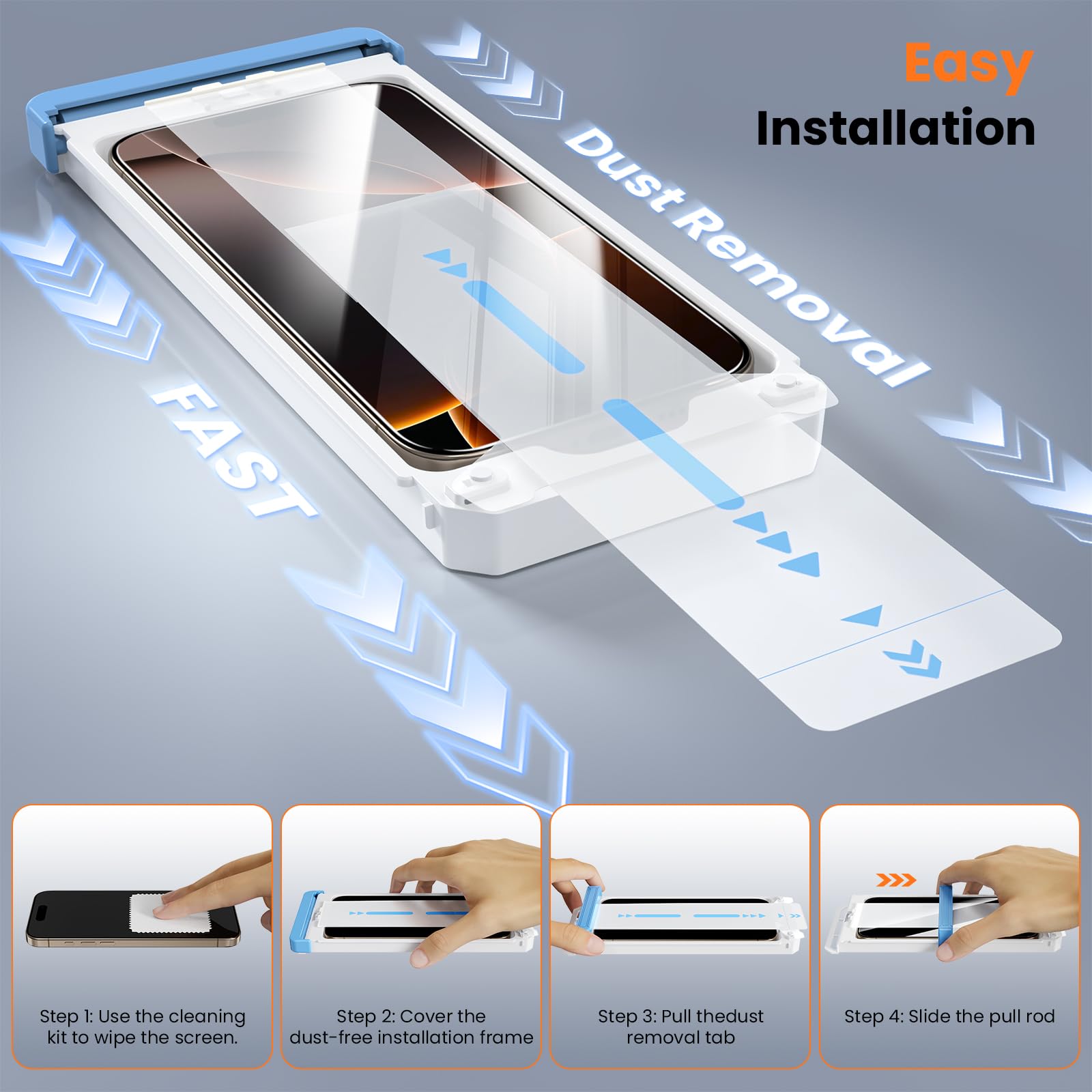 DDDDECADE Screen Protector for iPhone 15/16/14Pro Military Grade Tempered Glass Auto-Alignment OneTouch Kit Cell Phone Accessories Bubble Free Case Friendly Auto Dust-Removal Easy Install [1 Pack]